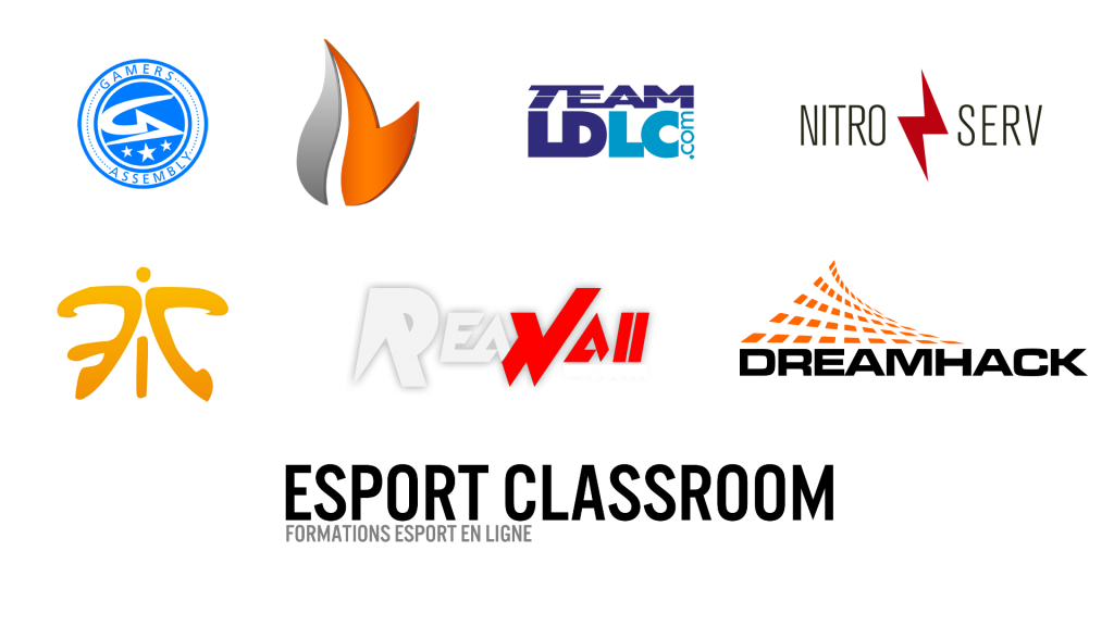 logos d'entreprises, équipes, sponsors, événements liés à l'esport